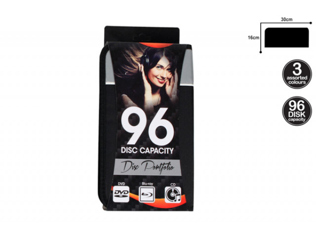CD PORTFOLIO HOLDS 96 16X30CM 3 ASST COLRS