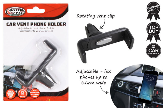CAR VENT ADJUSTBALE PHONE HOLDER FITS LARGE PHONES