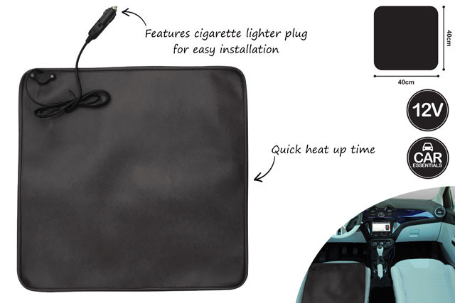 HEATED CAR SEAT MAT 40X40CM BLACK
