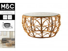 ELIZA RATTAN ARCH COFFEE TABLE WITH GLASS TOP 71X71X41CM