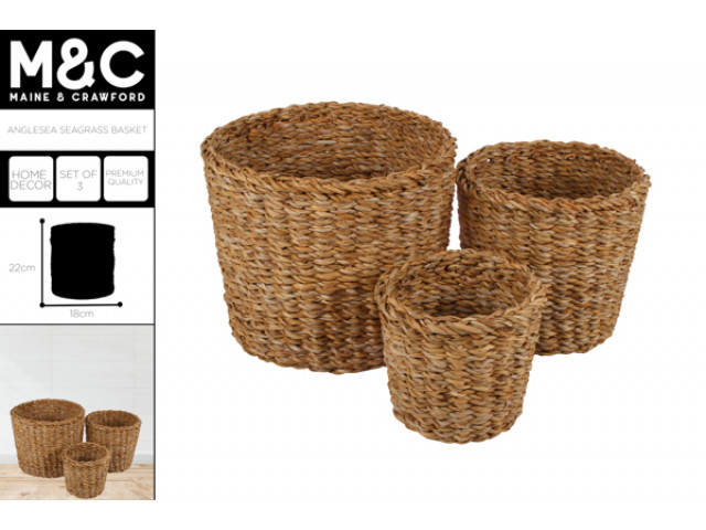 S3 ANGLESEA SEAGRASS BASKET 22 X 19 X 18CM LARGE