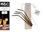 4PK CURVED SS STRAWS IN CARRY BAG W CLEANING BRUSH ROSEPINK